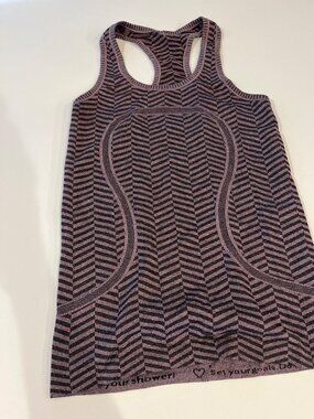 Lululemon Swiftly Tech Racerback Tank Top With Chevron Pattern In Pink & Black